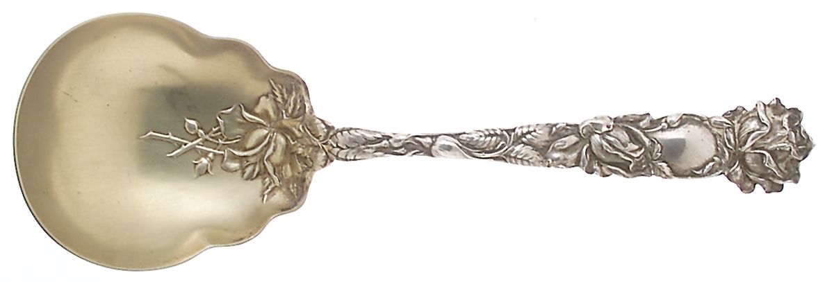 Bridal Rose (Sterling, 1903) Solid Salad Serving Spoon by Alvin-1