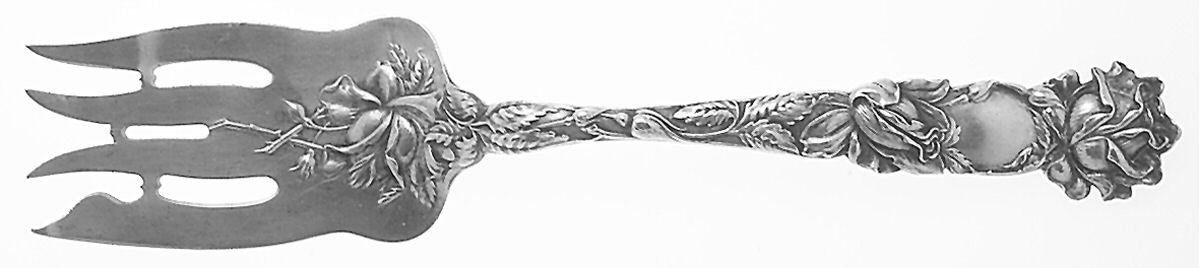 Bridal Rose (Sterling, 1903) Large Solid Cold Meat Serving Fork by Alvin-1