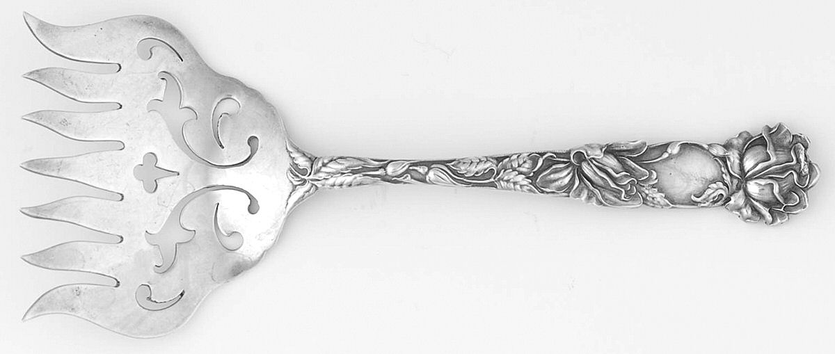 Bridal Rose (Sterling, 1903) Large Solid Tined Sardine Serving Fork by Alvin-1
