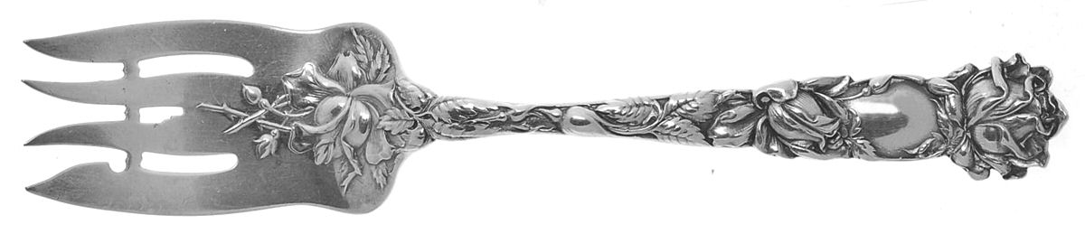 Bridal Rose (Sterling, 1903) Small Solid Cold Meat Serving Fork by Alvin-1