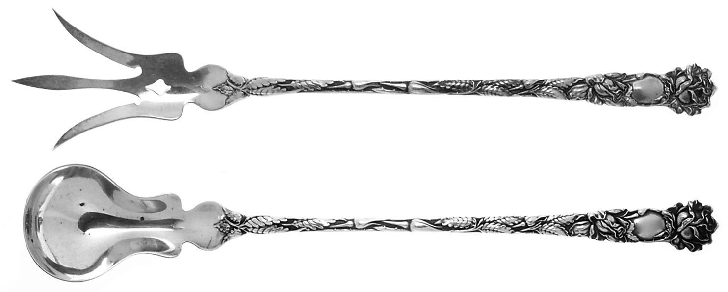 Bridal Rose (Sterling, 1903) 2 Pc Large Lettuce Serving Set by Alvin-1