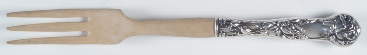 Bridal Rose (Sterling, 1903) Salad Serving Fork with Wooden Prongs by Alvin-1
