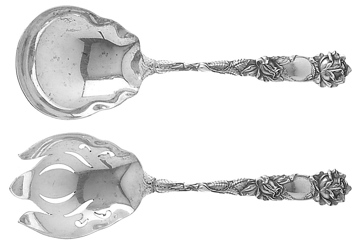Bridal Rose (Sterling, 1903) (2 Pc) Solid Salad Set by Alvin-1