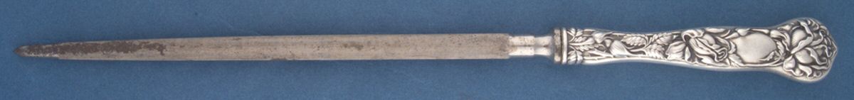 Bridal Rose (Sterling, 1903) Large Roast Steel Rod Knife Sharpener by Alvin-1