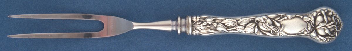 Bridal Rose (Sterling, 1903) Small Steak Carving Fork with Stainless Prongs by Alvin-1
