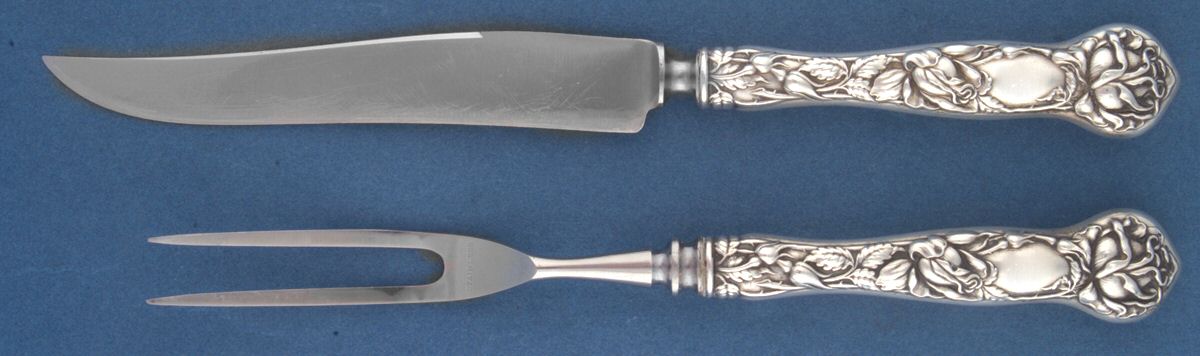 Bridal Rose (Sterling, 1903) Small Stainless Blade 2-Piece Steak Carving Set by Alvin-1