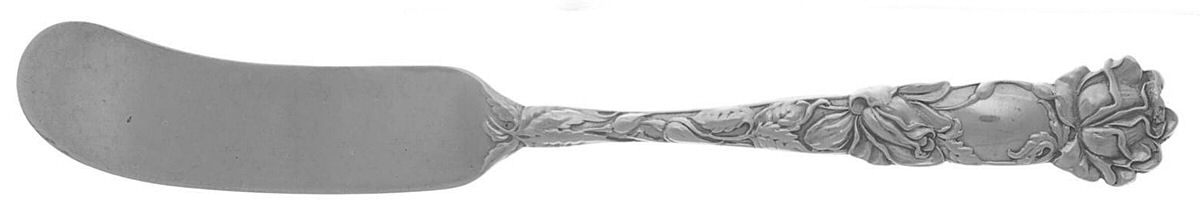 Bridal Rose (Sterling, 1903) Large Flat Handle Butter Spreader by Alvin-1