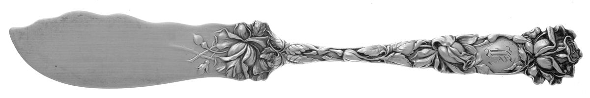Bridal Rose (Sterling, 1903) Flat Handle Master Butter Knife by Alvin-1