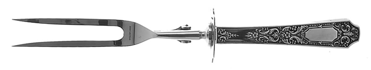 Cellini (Sterling, 1929, No Monograms) Large Stainless-Prong Roast Carving Fork by Alvin-1