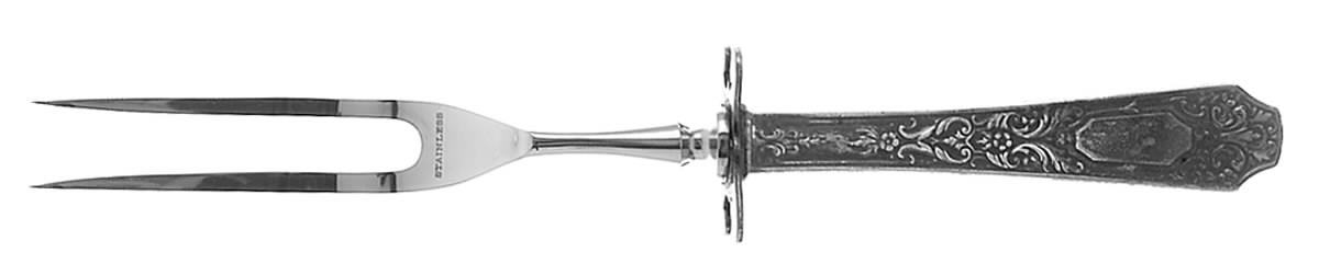 Cellini (Sterling, 1929, No Monograms) Small Steak Carving Fork with Stainless Prongs by Alvin-1