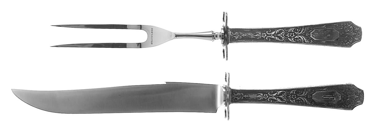 Cellini (Sterling, 1929, No Monograms) Small Stainless Blade 2-Piece Steak Carving Set by Alvin-1
