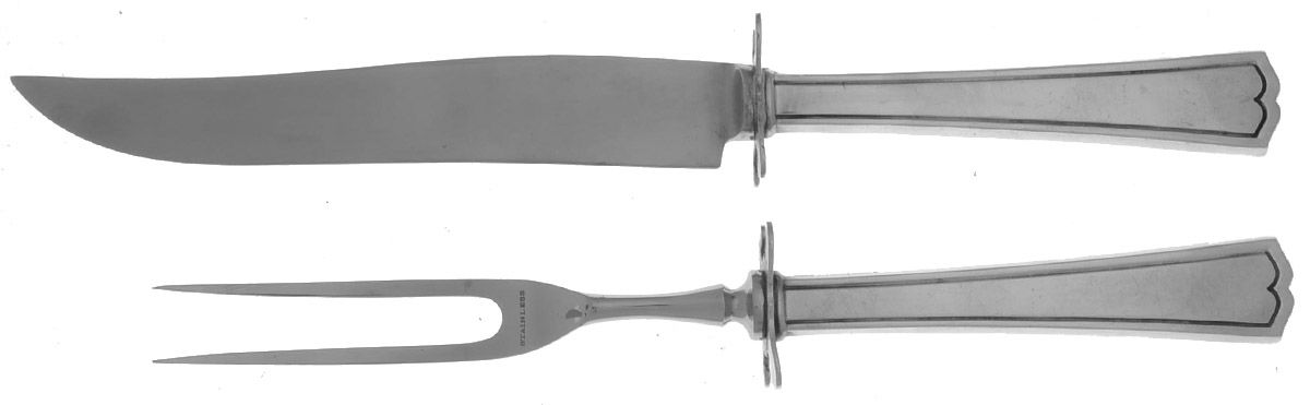 Chippendale-New (Sterling, 1920) 2 Piece Small Carving Set W/ Sterling Guard by Alvin-1