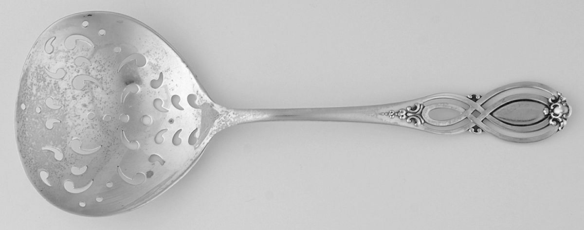 Chippendale-Old (Sterling, 1900) Solid Bon Bon Spoon with Pierced Bowl by Alvin-1