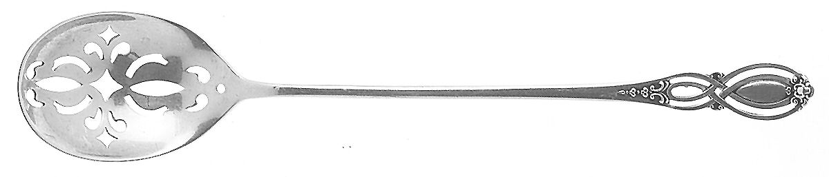Chippendale-Old (Sterling, 1900) Pierced Bowl Short Handle Olive Spoon by Alvin-1