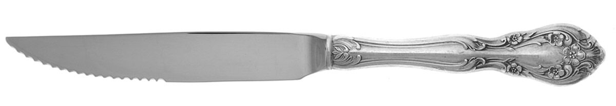 Chateau Rose (Sterling, 1940, No Monograms) Steak Knife Individual Hollow, Serrate HC by Alvin-1