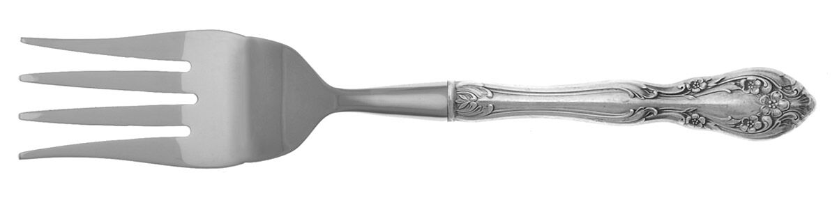 Chateau Rose (Sterling, 1940, No Monograms) Cold Meat Fork Large, Stainless Tines HC by Alvin-1