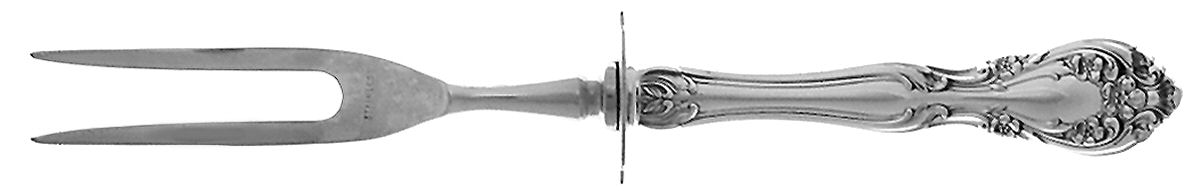 Chateau Rose (Sterling, 1940, No Monograms) Small Steak Carving Fork with Stainless Prongs by Alvin-1