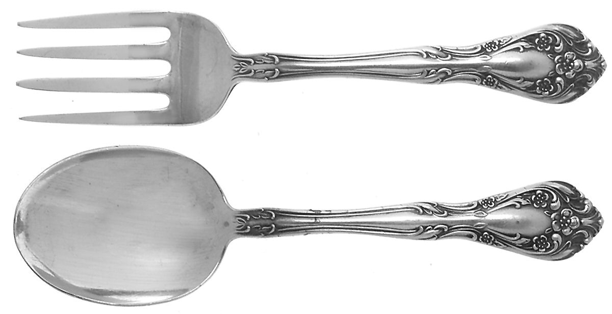 Chateau Rose (Sterling, 1940, No Monograms) 2 Pc Baby Set (BF, BS) by Alvin-1