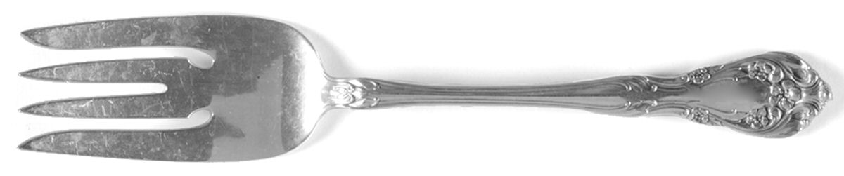 Chateau Rose (Sterling, 1940, No Monograms) Medium Solid Cold Meat Serving Fork by Alvin-1