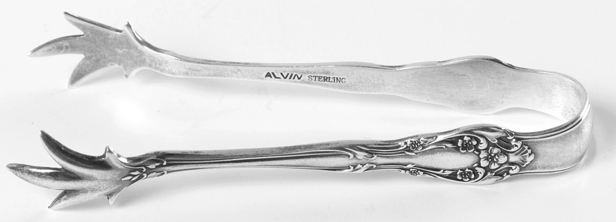 Chateau Rose (Sterling, 1940, No Monograms) Sugar Tongs by Alvin-1