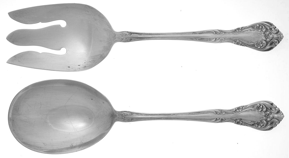 Chateau Rose (Sterling, 1940, No Monograms) (2 Pc) Solid Salad Set by Alvin-1