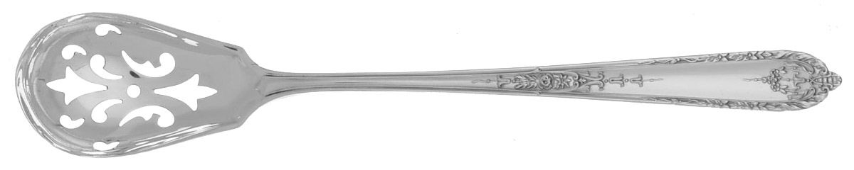 Della Robbia (Sterling, 1922, No Monograms) Pierced Bowl Long Handle Olive Spoon by Alvin-1