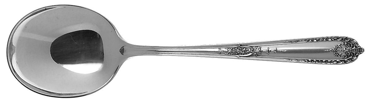 Della Robbia (Sterling, 1922, No Monograms) Round Bowl Soup Spoon (Cream Soup) by Alvin-1