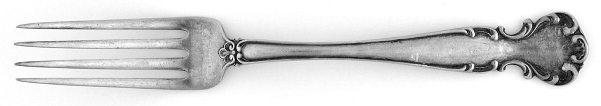 Flanders-Old (Sterling, 1900, No Monograms) Luncheon/Dessert Fork, Solid Piece by Alvin-1