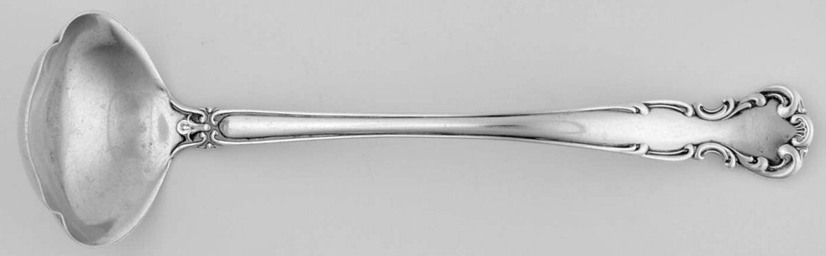 Flanders-Old (Sterling, 1900, No Monograms) Solid Piece Cream Ladle by Alvin-1