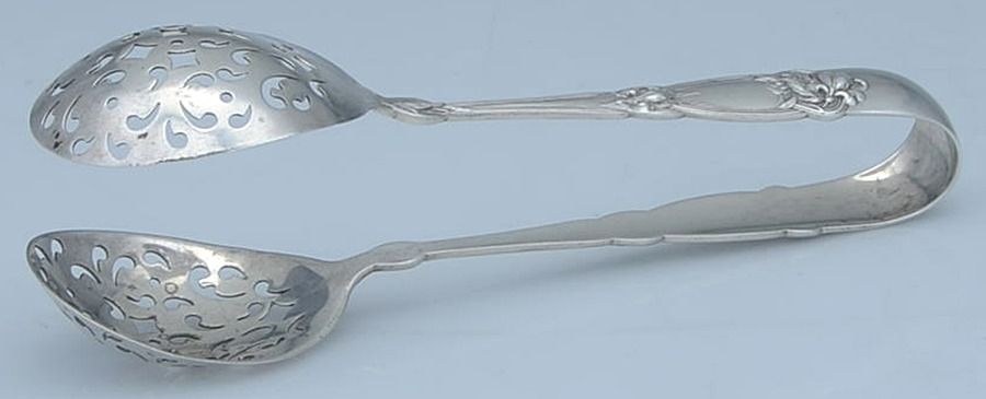 Fleur De Lis (Sterling, 1907) Large Ice Serving Tongs with Bowl Tips by Alvin-1