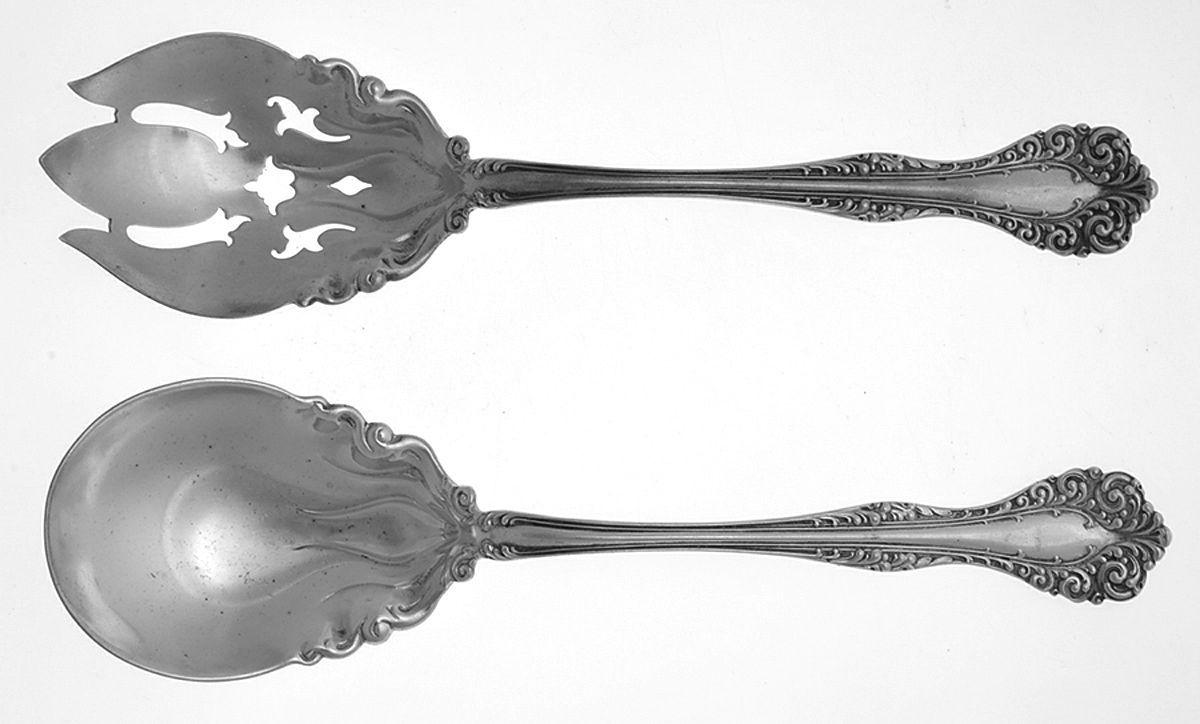 Florentine (Sterling, 1900) (2 Pc) Solid Salad Set by Alvin-1