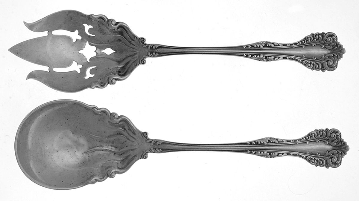 Florentine (Sterling, 1900) (2 Pc) Solid Salad Set by Alvin-1
