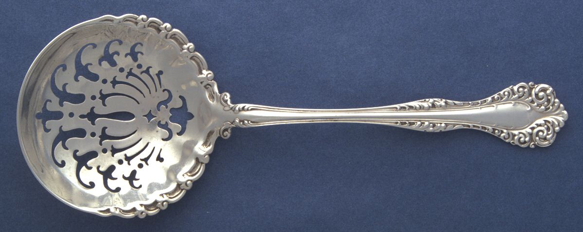 Florentine (Sterling, 1900) Large Pierced Pea Serving Spoon by Alvin-1