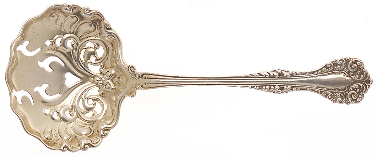Florentine (Sterling, 1900) Solid Bon Bon Spoon with Pierced Bowl by Alvin-1