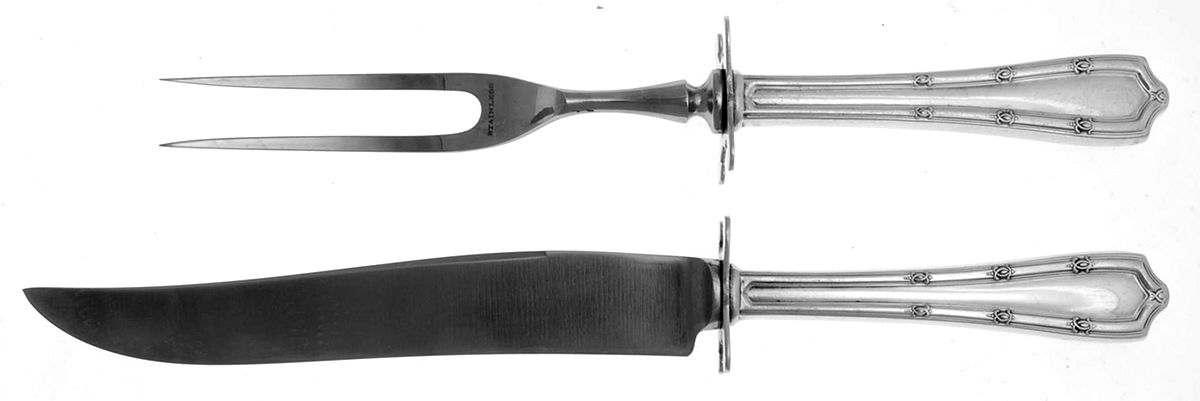 Francis I (Sterling, 1910, No Monograms) 2 Piece Small Carving Set W/ Sterling Guard by Alvin-1