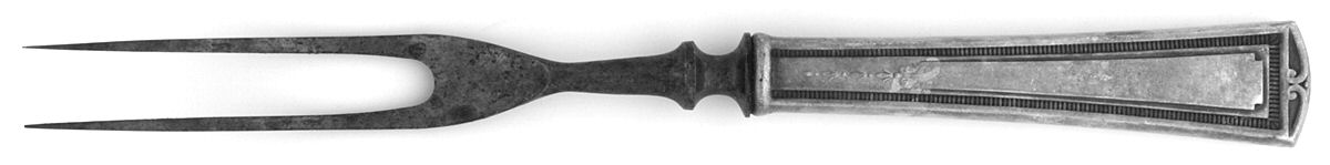 Luxor (Silverplate, 1924, No Monograms) Small Steak Carving Fork with Stainless Prongs by Alvin-1