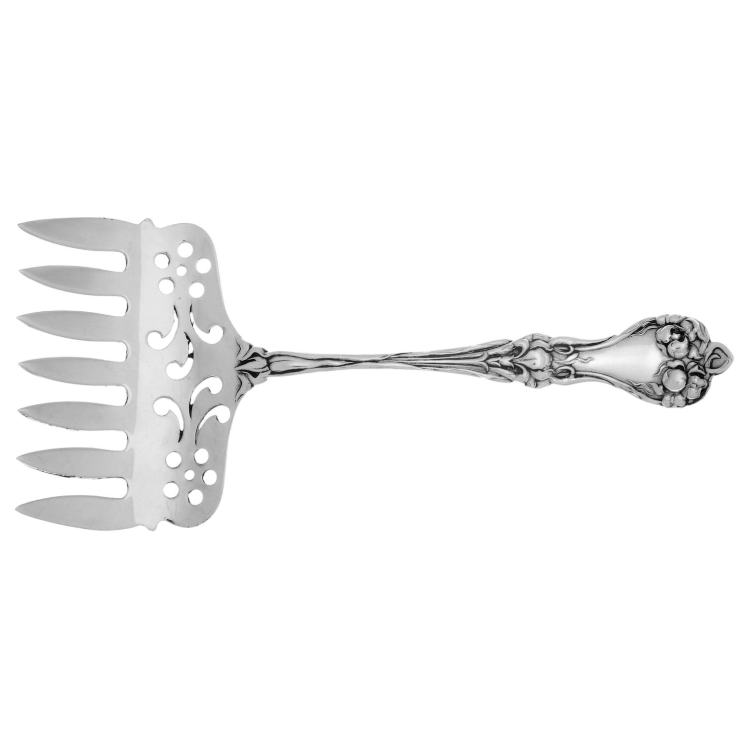 Majestic (Sterling, 1900, No Monograms) Large Solid Tined Sardine Serving Fork by Alvin-1