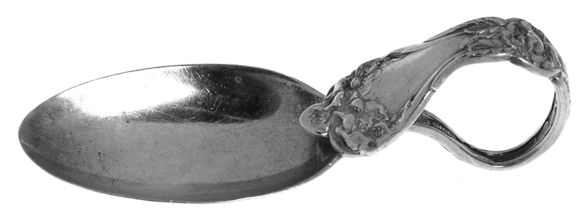 Majestic (Sterling, 1900, No Monograms) Curved Handle Baby Spoon by Alvin-1