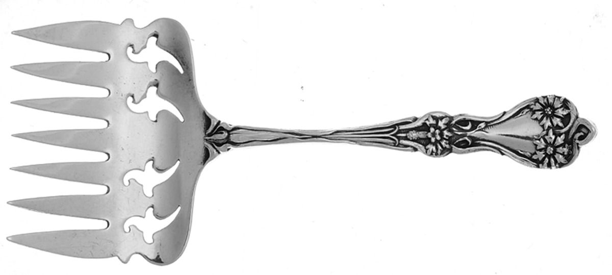 Majestic (Sterling, 1900, No Monograms) Small Solid Tined Sardine Serving Fork by Alvin-1