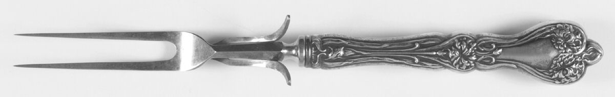Majestic (Sterling, 1900, No Monograms) Large Stainless-Prong Roast Carving Fork by Alvin-1