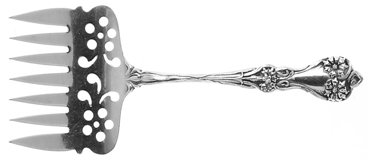 Majestic (Sterling, 1900, No Monograms) Small Solid Tined Sardine Serving Fork by Alvin-1