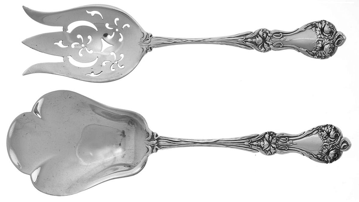 Majestic (Sterling, 1900, No Monograms) Solid Oversized Serving Salad Set by Alvin-1