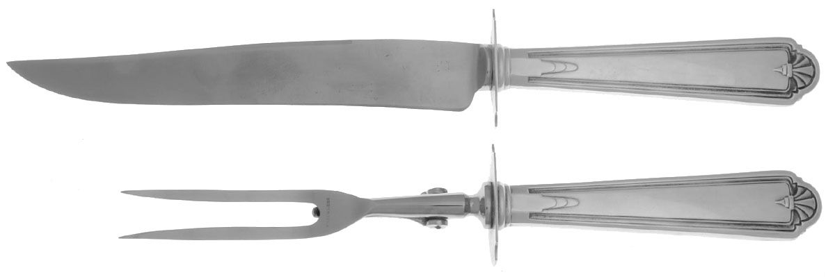 Modern Colonial (Sterling, 1928) (2 Pc)Carving Set-Lg Stnbl/Roast w/Sterling Guard by Alvin-1