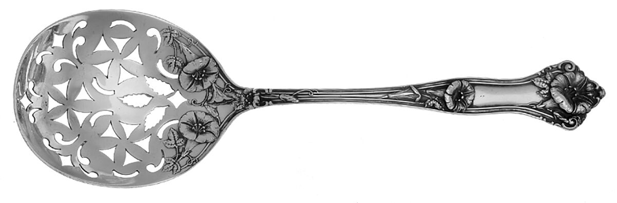 Morning Glory (Sterling, 1909) Pierced Nut Serving Spoon by Alvin-1