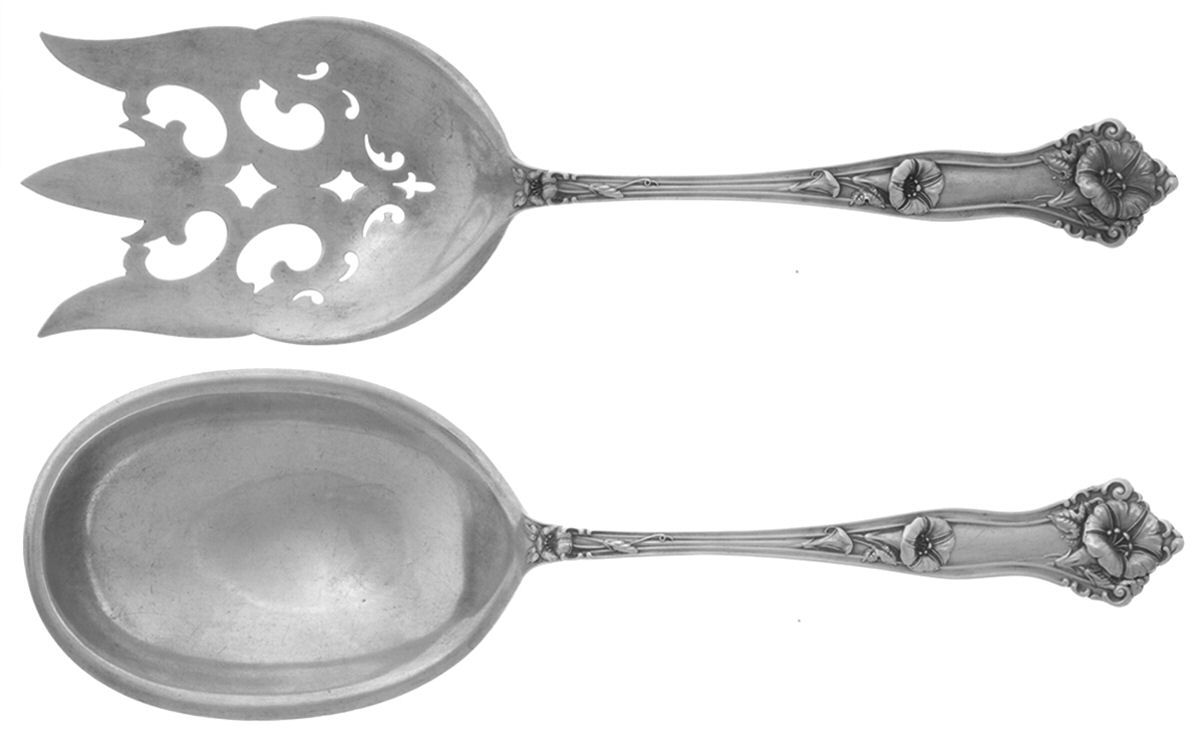 Morning Glory (Sterling, 1909) Solid 2-Piece Vegetable Serving Set by Alvin-1