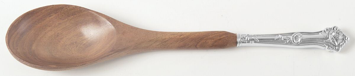 Morning Glory (Sterling, 1909) Salad Serving Spoon with Wooden Bowl by Alvin-1