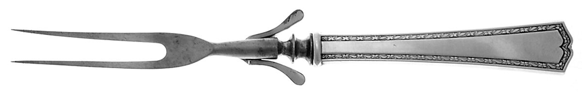 Orange Blossom-New (Sterling, 1920) Large Stainless-Prong Roast Carving Fork by Alvin-1