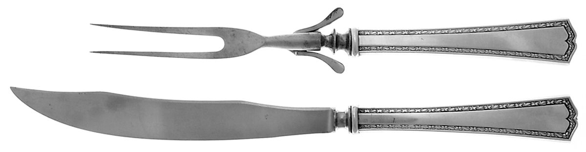 Orange Blossom-New (Sterling, 1920) Large 2-Piece Roast Carving Set w/Stainless Blade by Alvin-1