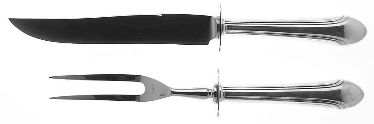 Romantique (Sterling, 1933, No Monograms) 2 Piece Small Carving Set W/ Sterling Guard by Alvin-1