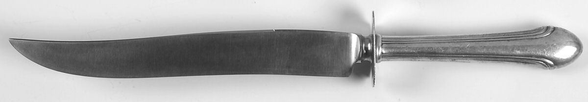 Romantique (Sterling, 1933, No Monograms) Large Carving/Roast Knife StnlBl w/Sterling Guard by Alvin-1